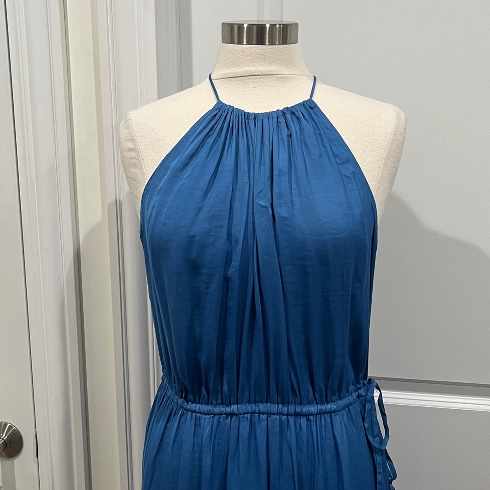 New! Ann Taylor LOFT Tasseled Halter Maxi Dress Blue Size Large NWT - Picture 4 of 16